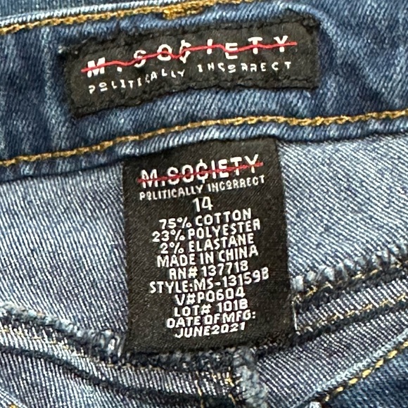 👖🎸 M. SOCIETY Politically Incorrect Skinny Jeans | Distressed Grunge Sz 14/26P - Picture 5 of 5